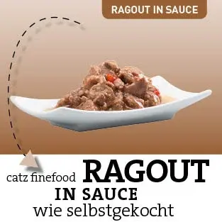 catz finefood Ragout Portion catz finefood Ragout auf einem weißen Teller.