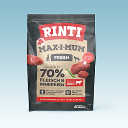Rinti Max-I-Mum Beutel Rinti Max-I-Mum Trockenfutter mit Fleischanteilangaben.