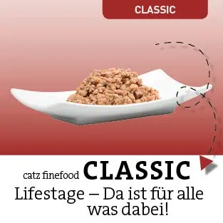 catz finefood Classic Portion catz finefood Classic auf einem weißen Teller.