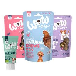 WOW Dog Snacks WOW Dog Snacks verschiedener Sorten als Produktübersicht.
