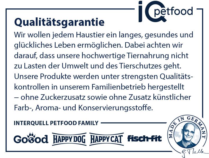 Happy Cat Happy Dog Abbinder Happy Cat Happy Dog Markenbanner mit Produktvorteilen.