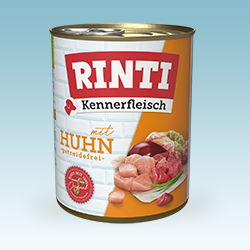 Rinti Kennerfleisch Rinti Kennerfleisch‑Dose mit Huhn als Produktdarstellung.