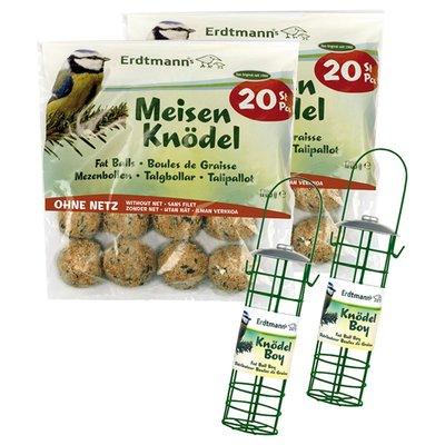Erdtmann's 40 Meisenknödel ohne Netz + 2 Knödelboy Futterspender Erdtmann's 40 Meisenknödel ohne Netz + 2 Knödelboy Futterspender
