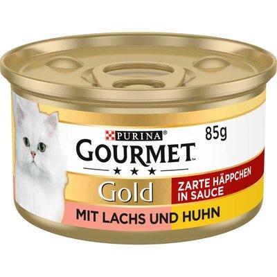 GOURMET Gold Zarte Häppchen in Sauce mit Lachs und Huhn GOURMET Gold Zarte Häppchen in Sauce mit Lachs und Huhn