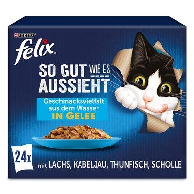FELIX So gut wie es aussieht in Gelee Geschmacksvielfalt aus dem Wasser 24x85g FELIX So gut wie es aussieht in Gelee Geschmacksvielfalt aus dem Wasser 24x85g