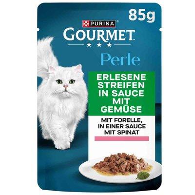 GOURMET Perle Erlesene Streifen in Sauce mit Forelle und Spinat GOURMET Perle Erlesene Streifen in Sauce mit Forelle und Spinat