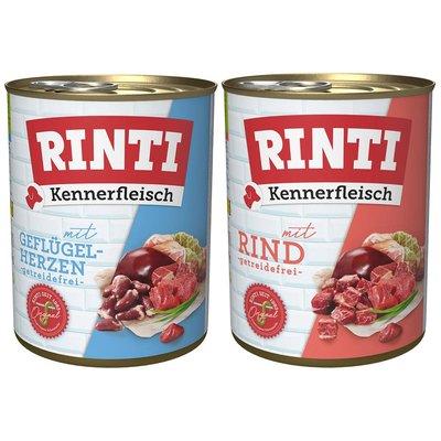 Rinti Kennerfleisch Mix Rind & Geflügelherzen 24x800g Rinti Kennerfleisch Mix Rind & Geflügelherzen 24x800g