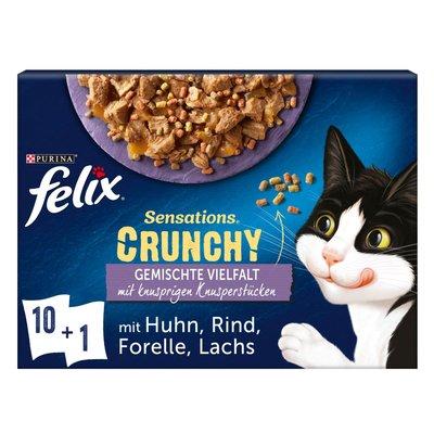 FELIX Sensations Crunchy Geschmacksvielfalt mit Gemüse 10x85g + 1x40g Knusperstückchen FELIX Sensations Crunchy Geschmacksvielfalt mit Gemüse 10x85g + 1x40g Knusperstückchen