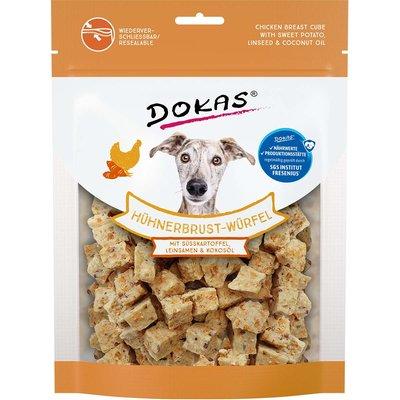 Dokas Hühnerbrust-Würfel mit Süsskartoffel, Leinsamen & Kokosöl Dokas Hühnerbrust-Würfel mit Süsskartoffel, Leinsamen & Kokosöl