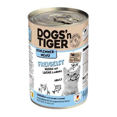 Dogs'n Tiger Schlemmermenü Freigeist Huhn, Lachs & Möhre Dogs'n Tiger Schlemmermenü Freigeist Huhn, Lachs & Möhre