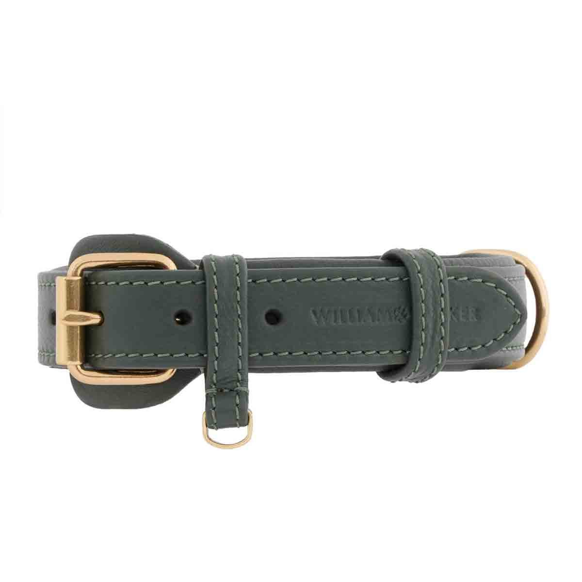 William Walker Leder-Hundehalsband Dark Moss XS