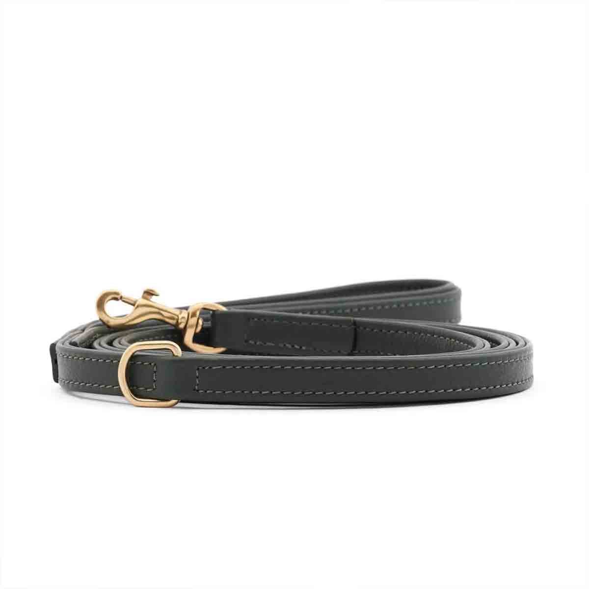 William Walker verstellbare Leder-Hundeleine Dark Moss Standard