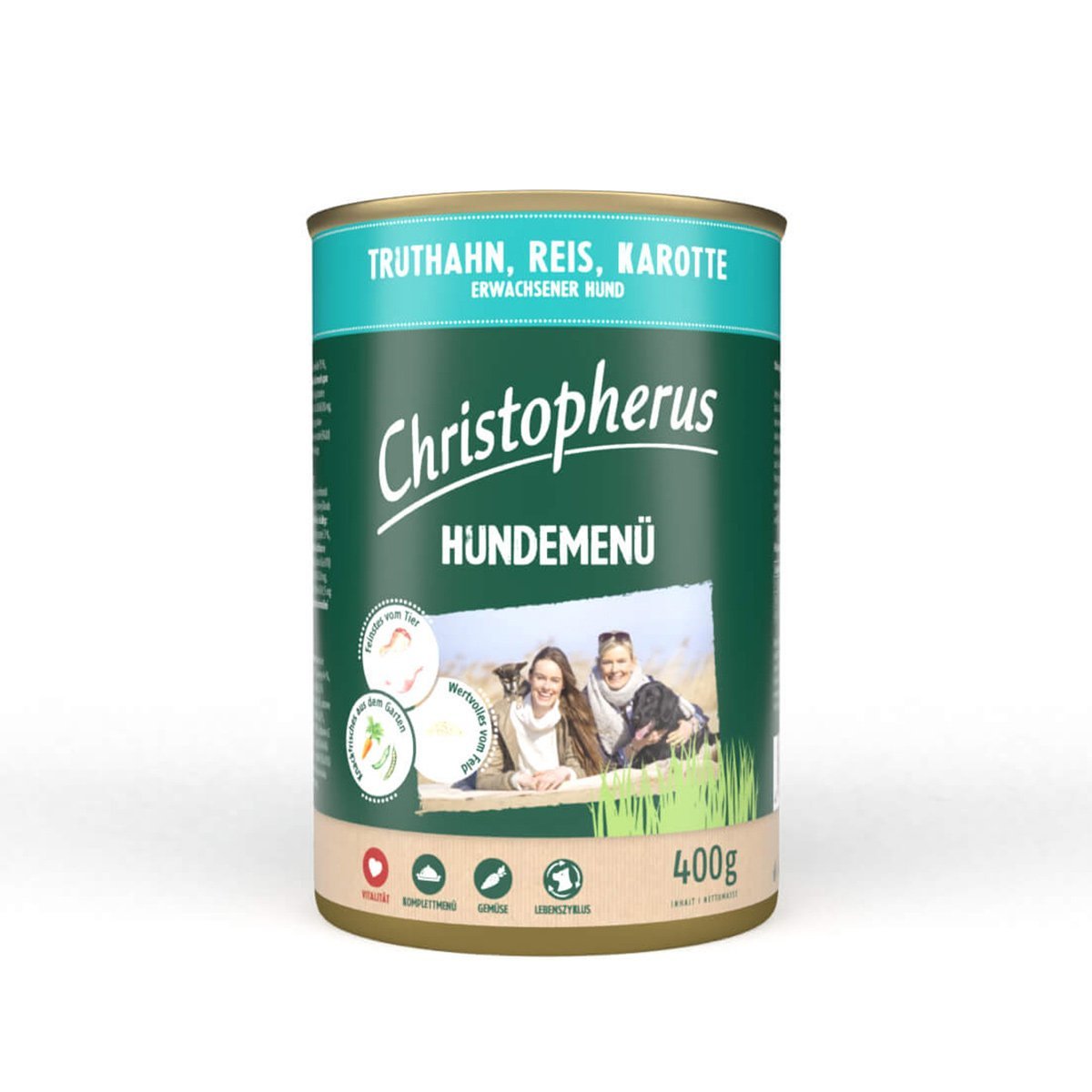 Christopherus Hundemenü mit Truthahn, Reis und Karotte 24x400g