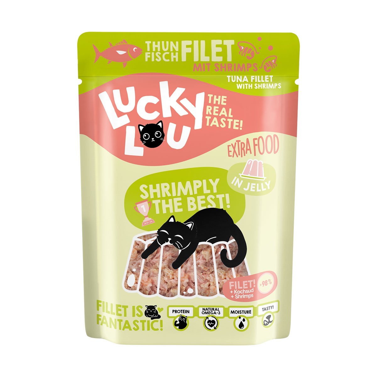 Lucky Lou Extra Food Thunfisch und Shrimps in Jelly 12x70g