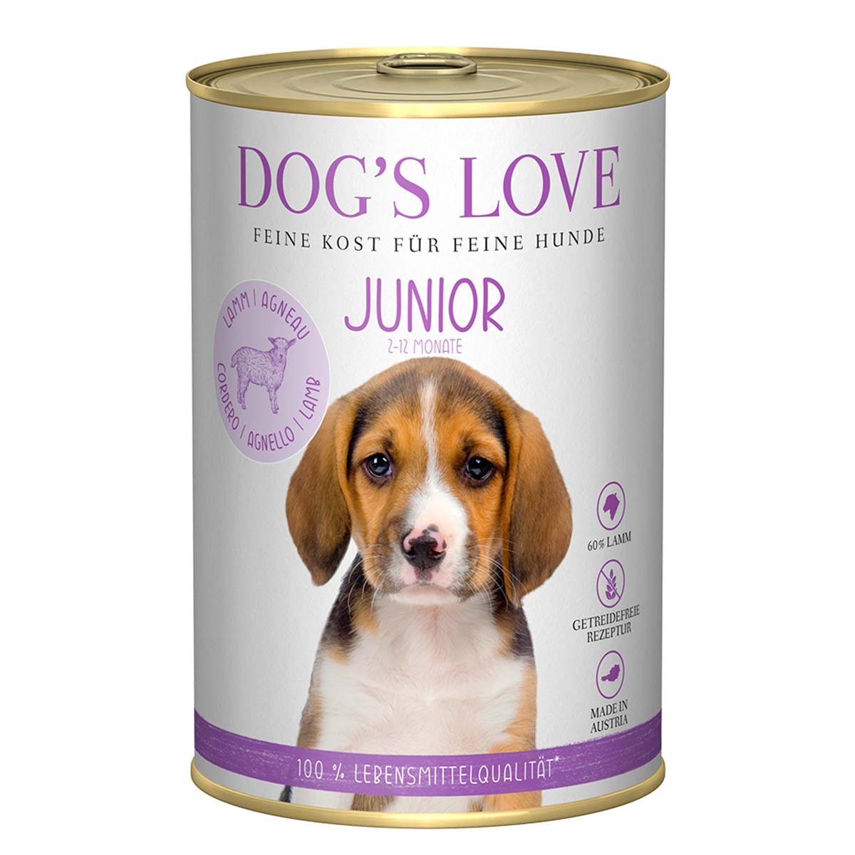 Dog's Love Junior Lamm mit Spinat und Kamille 6x400g