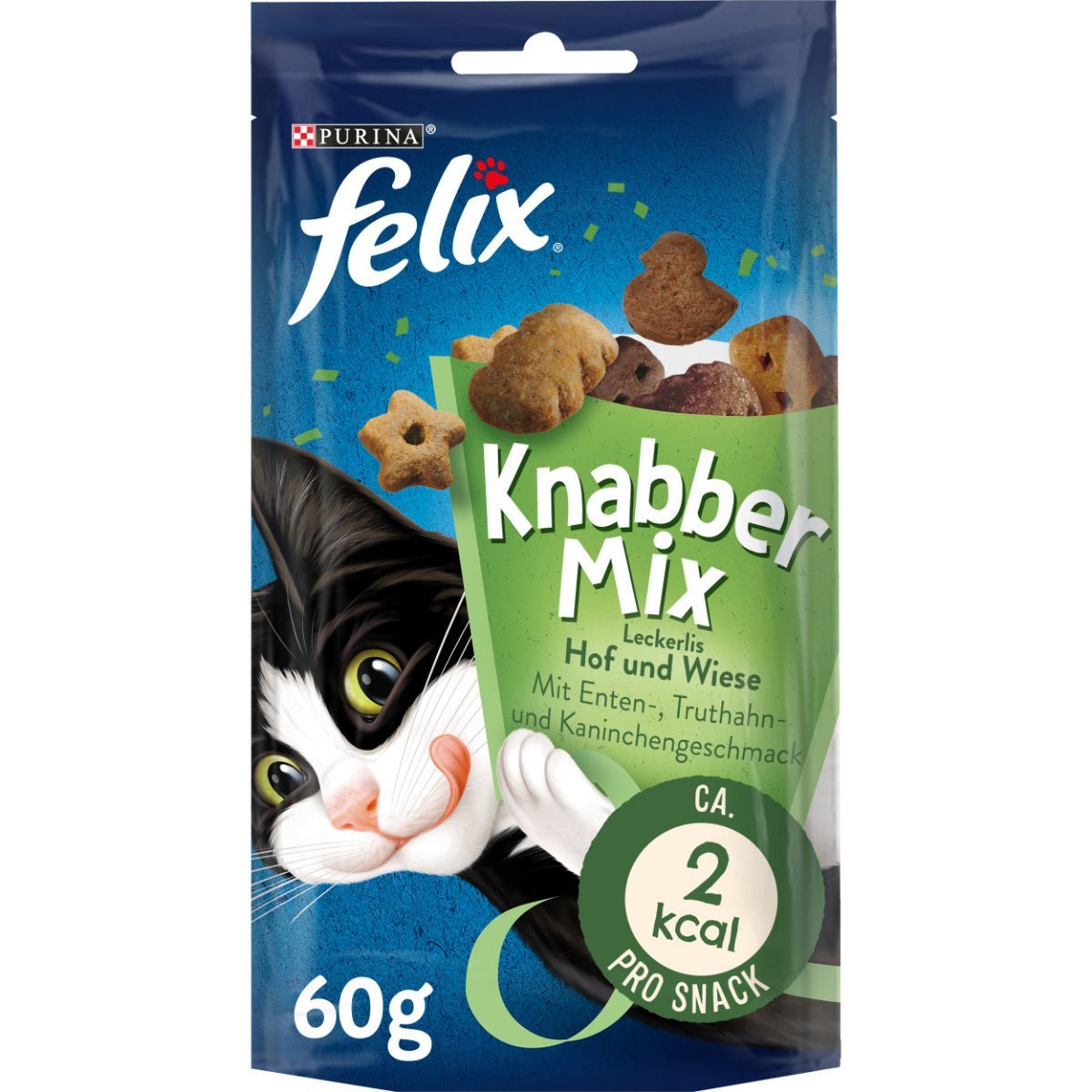 FELIX KnabberMix Hof und Wiese Katzensnack bunter Mix 8x60g