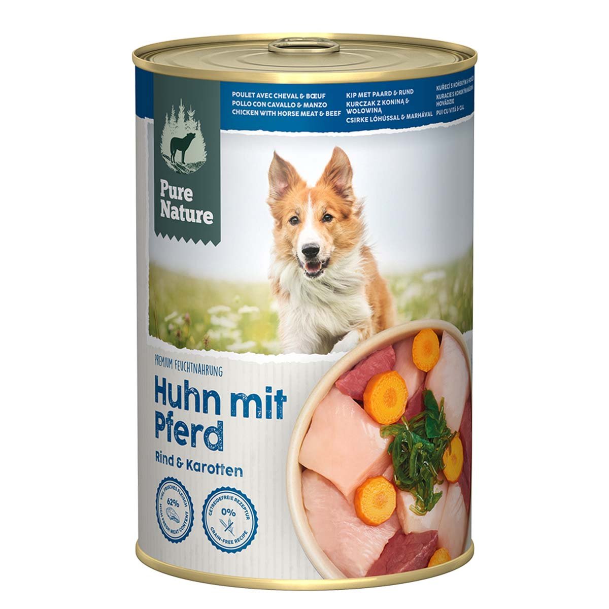Pure Nature Hund ADULT Huhn mit Pferd und Rind 6x400g