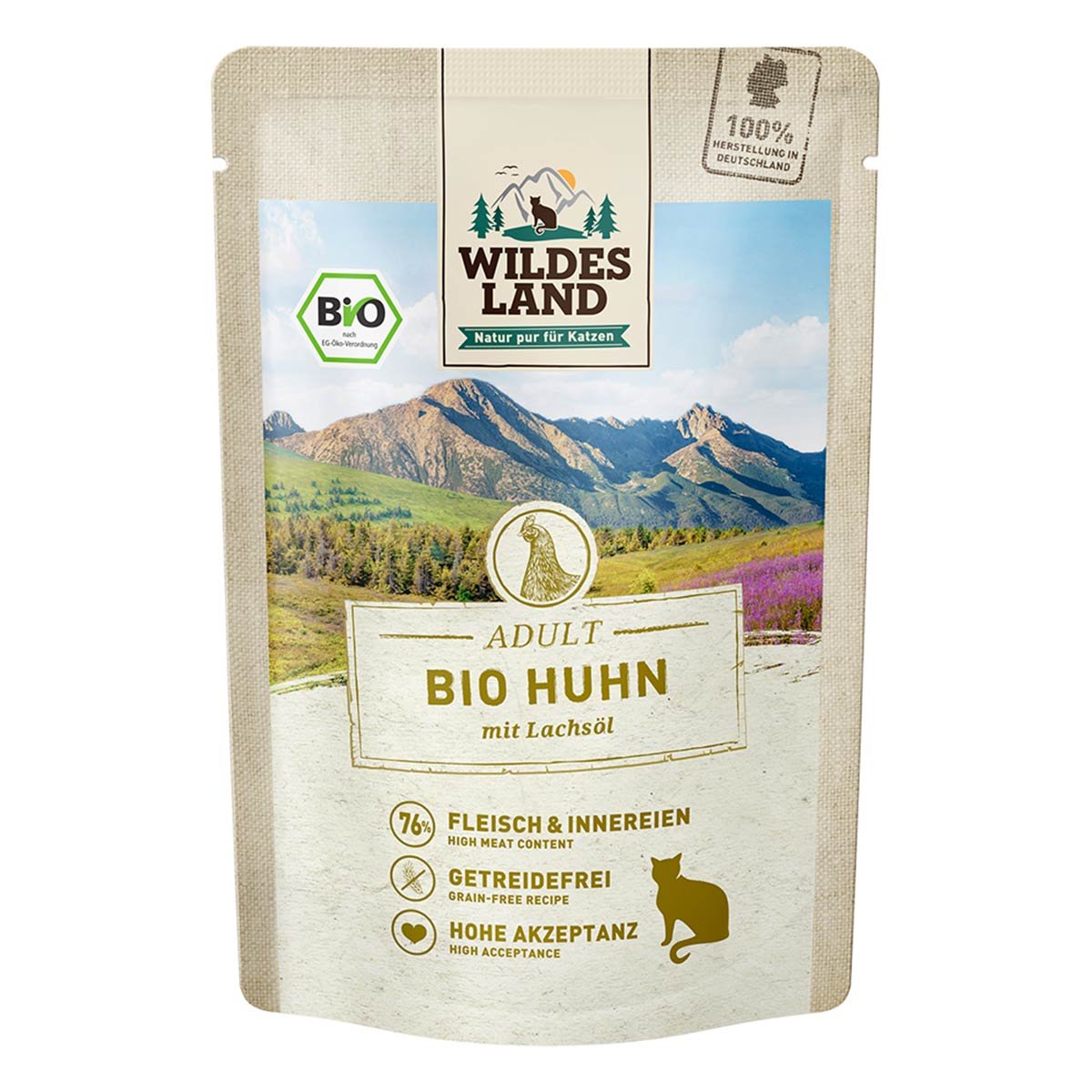 Wildes Land Bio Huhn PUR mit Lachsöl 12x85 g