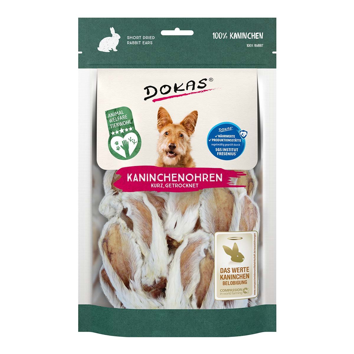 Dokas Kaninchenohren mit Fell getrocknet 7x100g