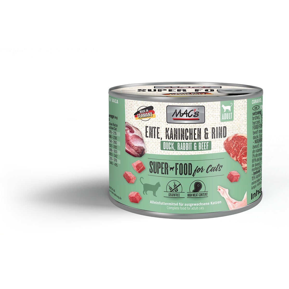 MAC's Cat Fleischmenü Ente, Kaninchen und Rind 6x200g