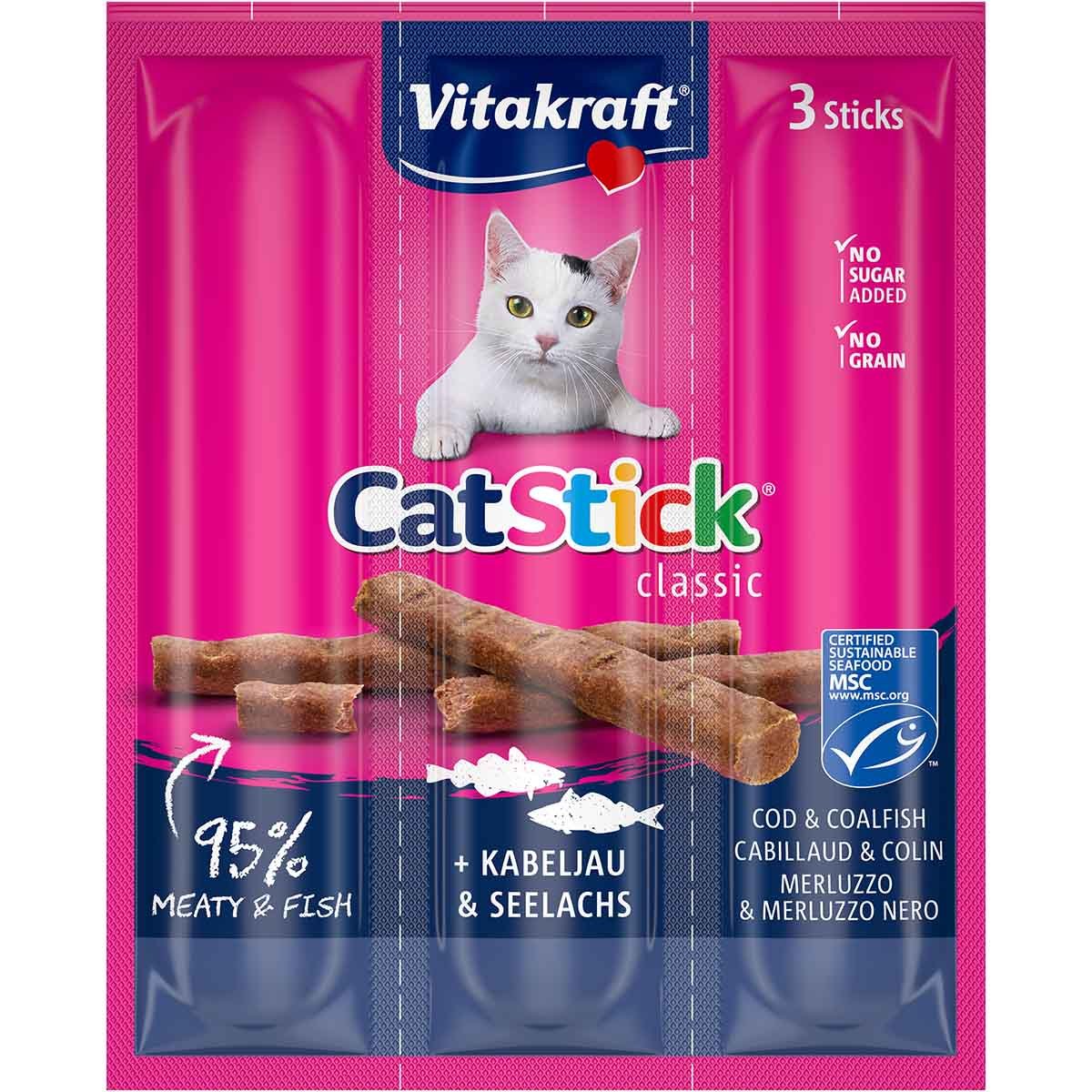 Vitakraft Cat Stick® Kabeljau und Seelachs MSC 5x3 Stück