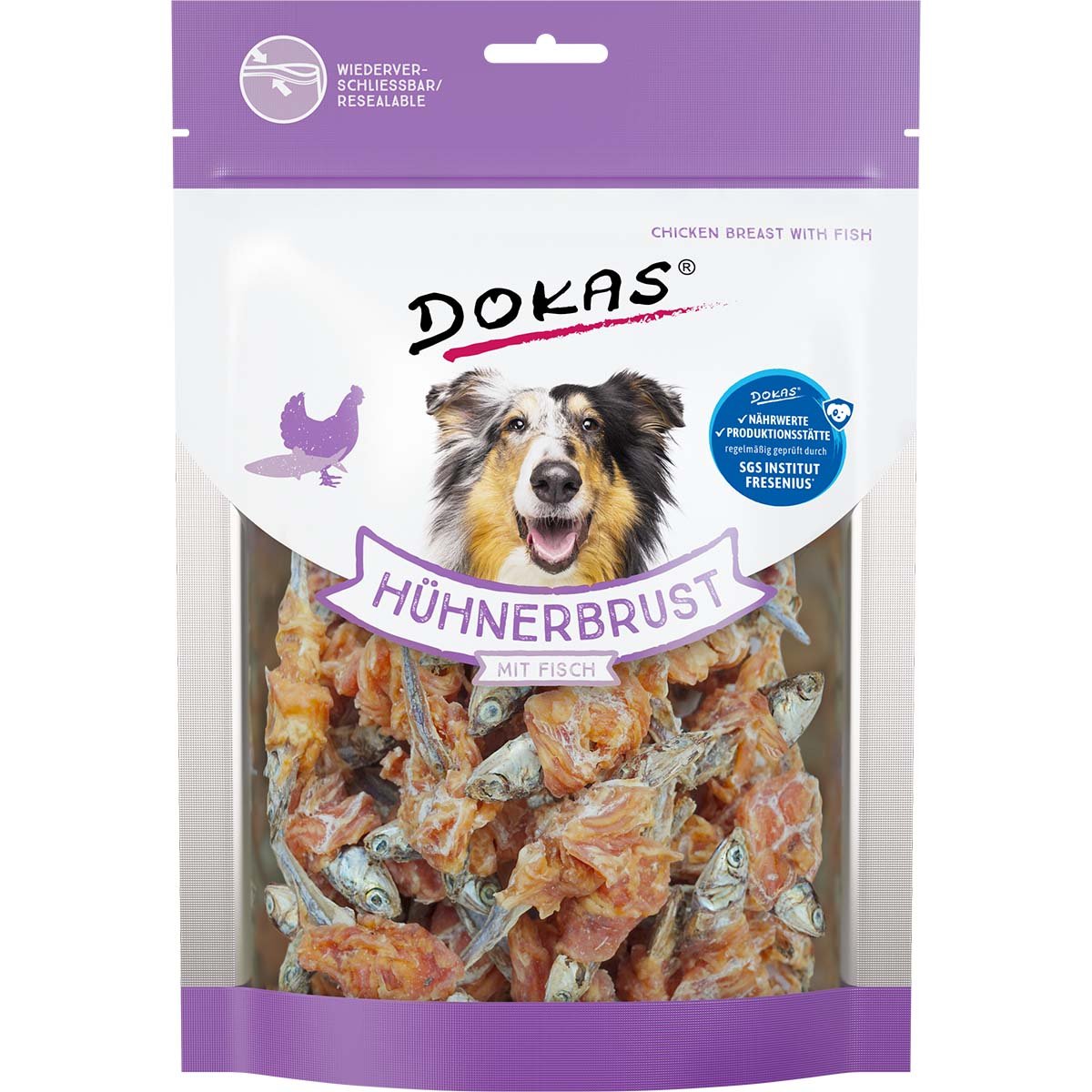 Dokas Hundesnack Hühnerbrust mit Fisch 2x220g