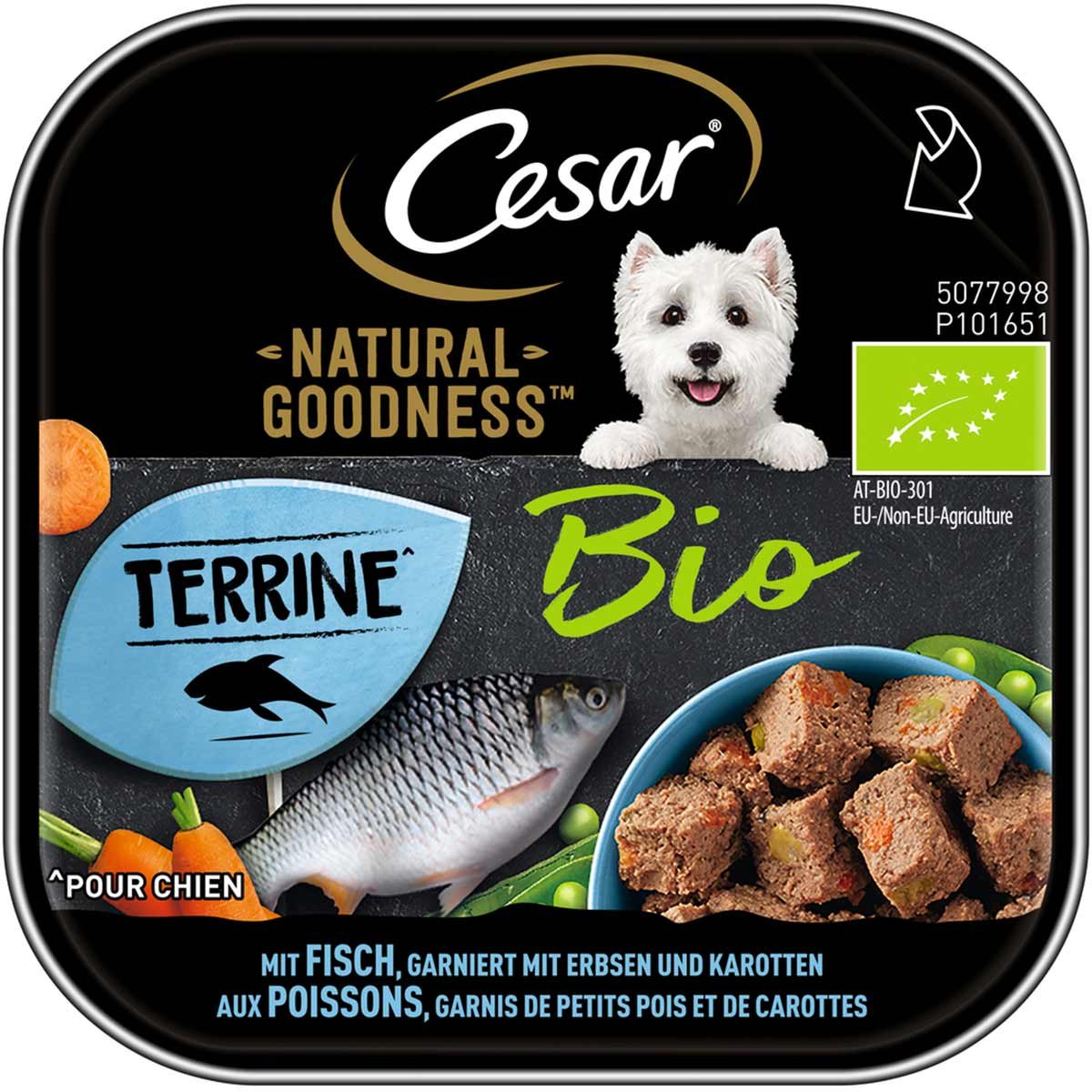 Cesar Natural Goodness Bio mit Fisch, Erbsen und Karotten 16x100g