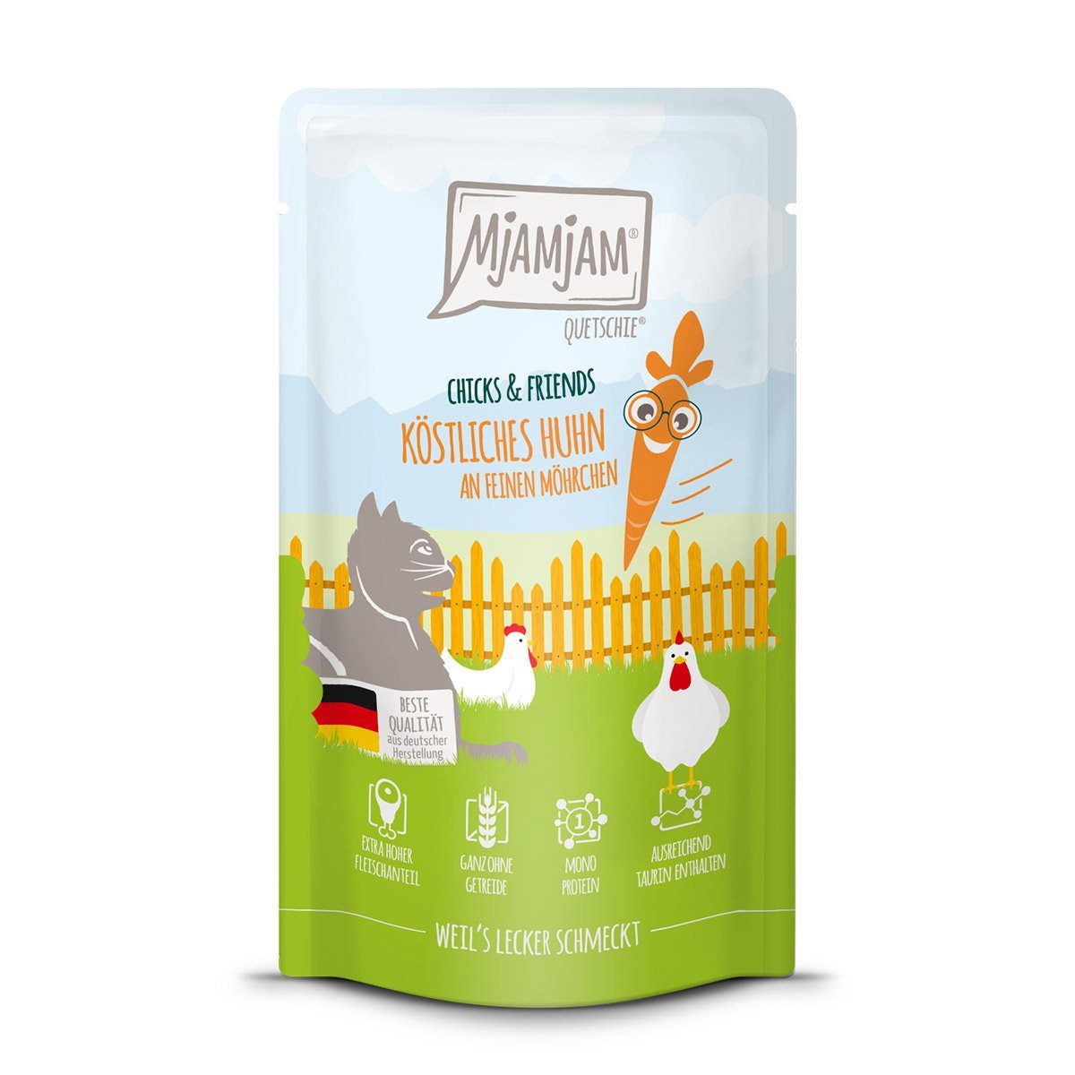 MjAMjAM Quetschie Chicks und Friends Huhn an Möhrchen 12x125g