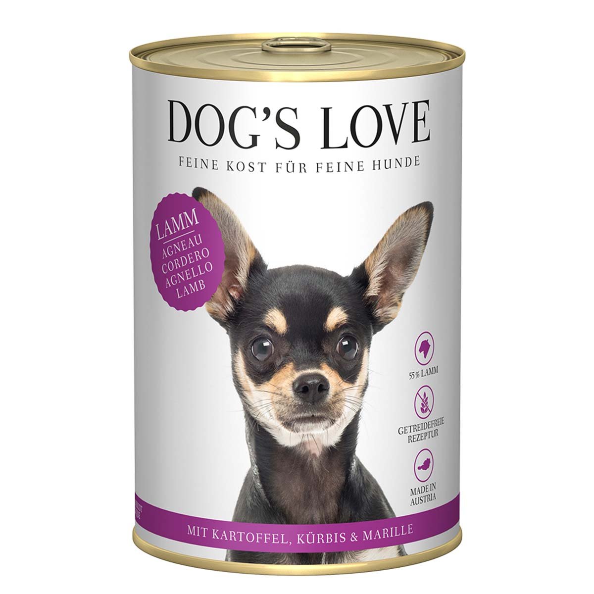 Dog's Love Classic Lamm mit Kartoffel, Kürbis und Marille 6x400g