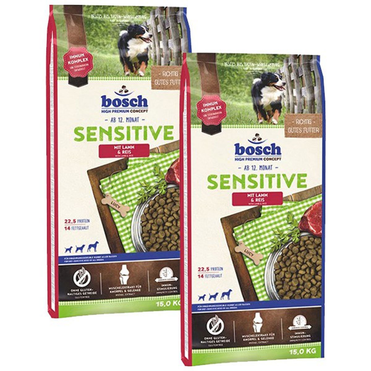 Bosch Hundefutter Sensitive Lamm und Reis 2x15kg