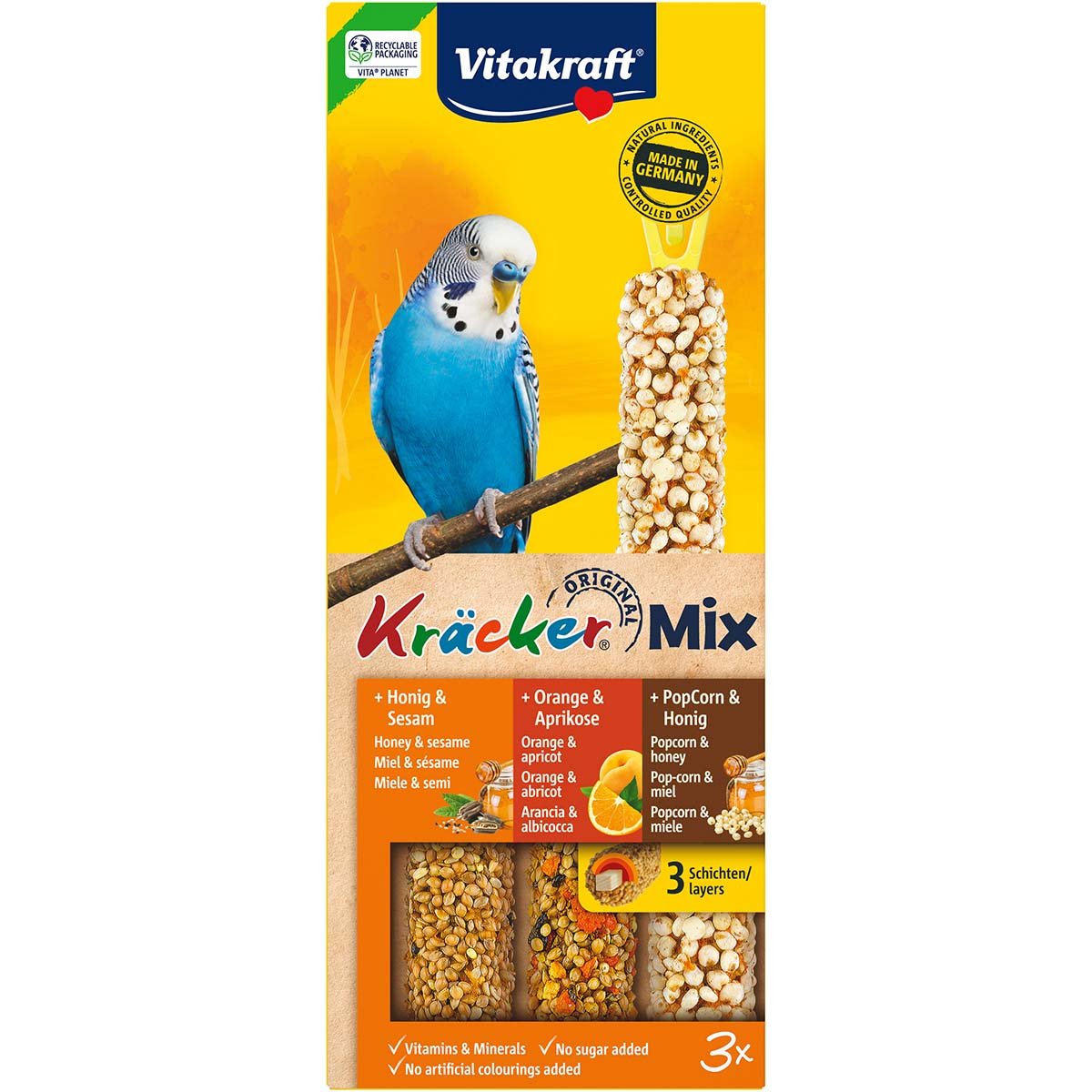 Vitakraft Kräcker Trio Honig Orange PopCorn 5x3 Stück