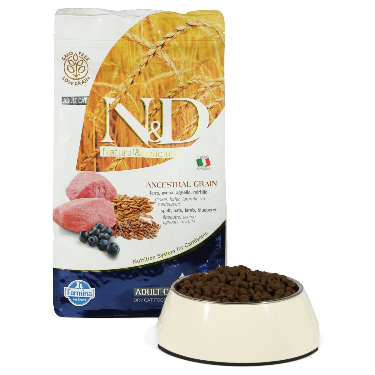 NundD Katzenfutter Adult getreidearm Lamm und Heidelbeere 1,5kg