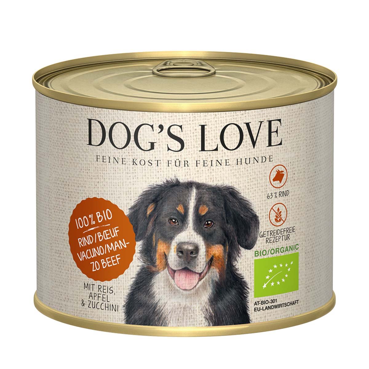 Dog's Love Bio Rind mit Reis, Apfel und Zucchini 12x200g