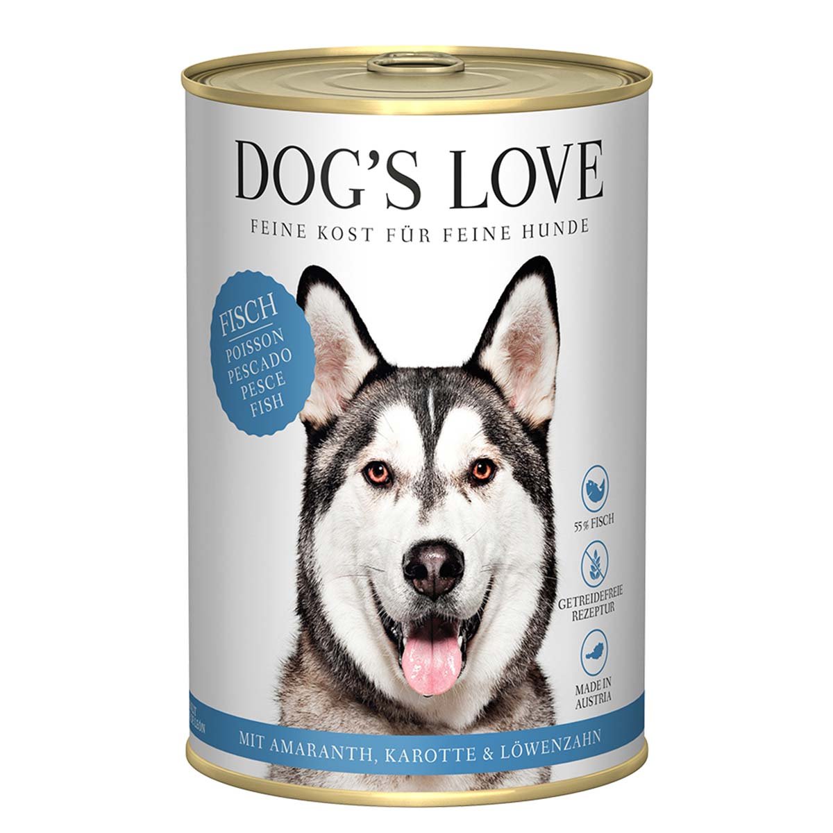 Dog's Love Classic Fisch mit Amaranth, Karotte und Löwenzahn 6x400g
