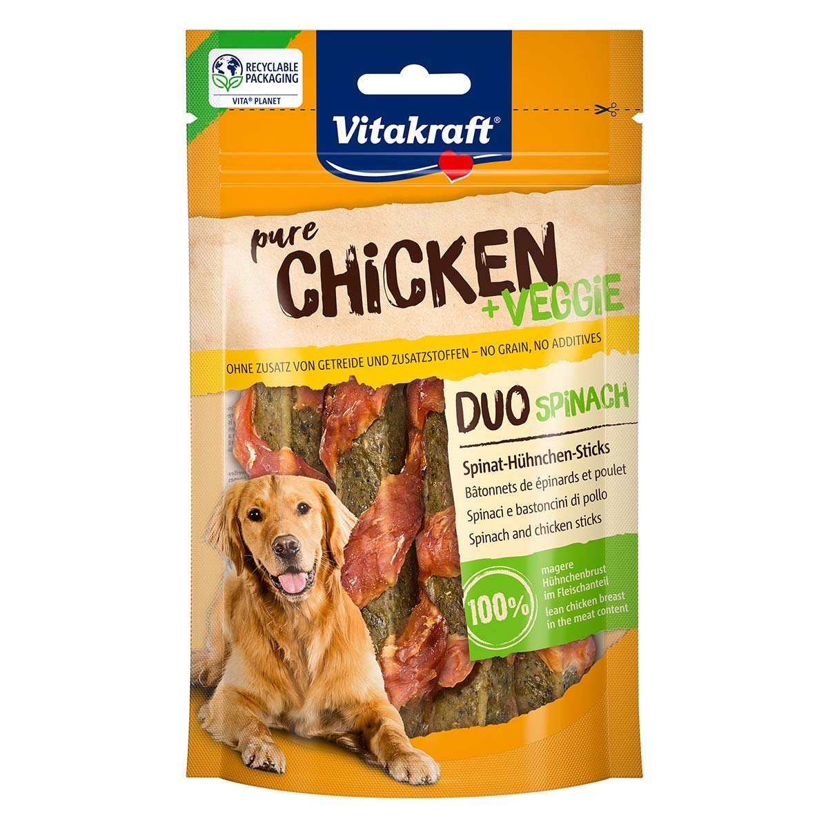 Vitakraft Chicken+ Veggie Spinat-Hühnchen-Sticks 80g