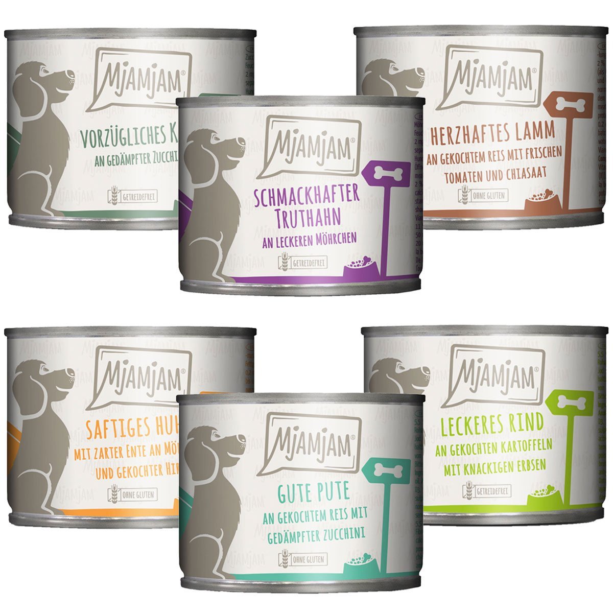 MjAMjAM Mixpaket II mit HuhnundEnte, Rind, Pute, Kalb, Truthahn, Lamm 6x200g