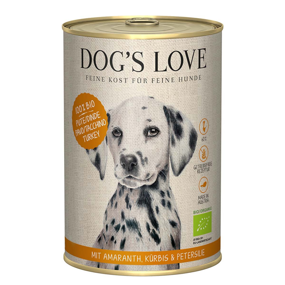 Dog's Love Bio Pute mit Amaranth, Kürbis und Petersilie 6x400g