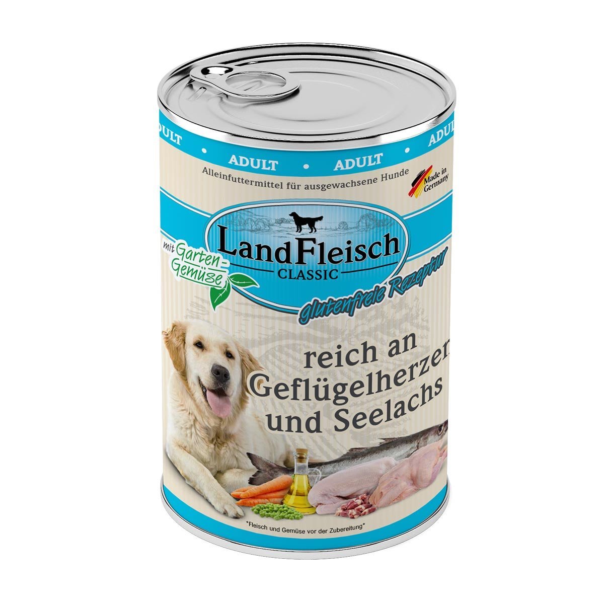 LandFleisch Dog Classic Geflügelherzen und Seelachs 6x400g