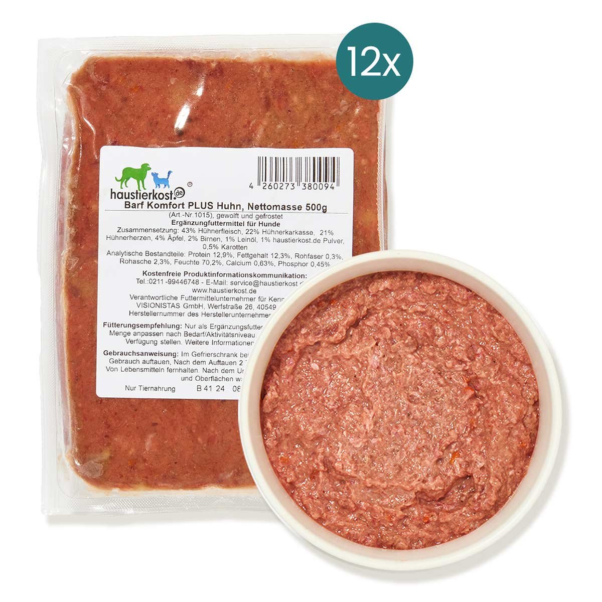 Haustierkost BARF Komfort PLUS Huhn 12x500 g