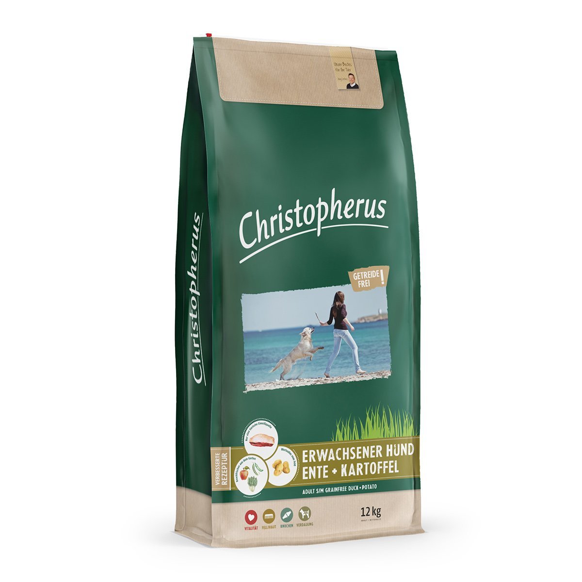 Christopherus Getreidefrei mit Ente + Kartoffel, erwachsener Hund 2x12kg