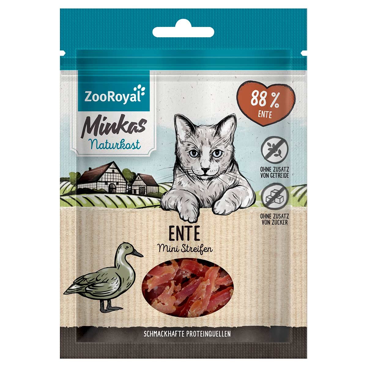 ZooRoyal Minkas Naturkost Mini Streifen Ente 3x50g