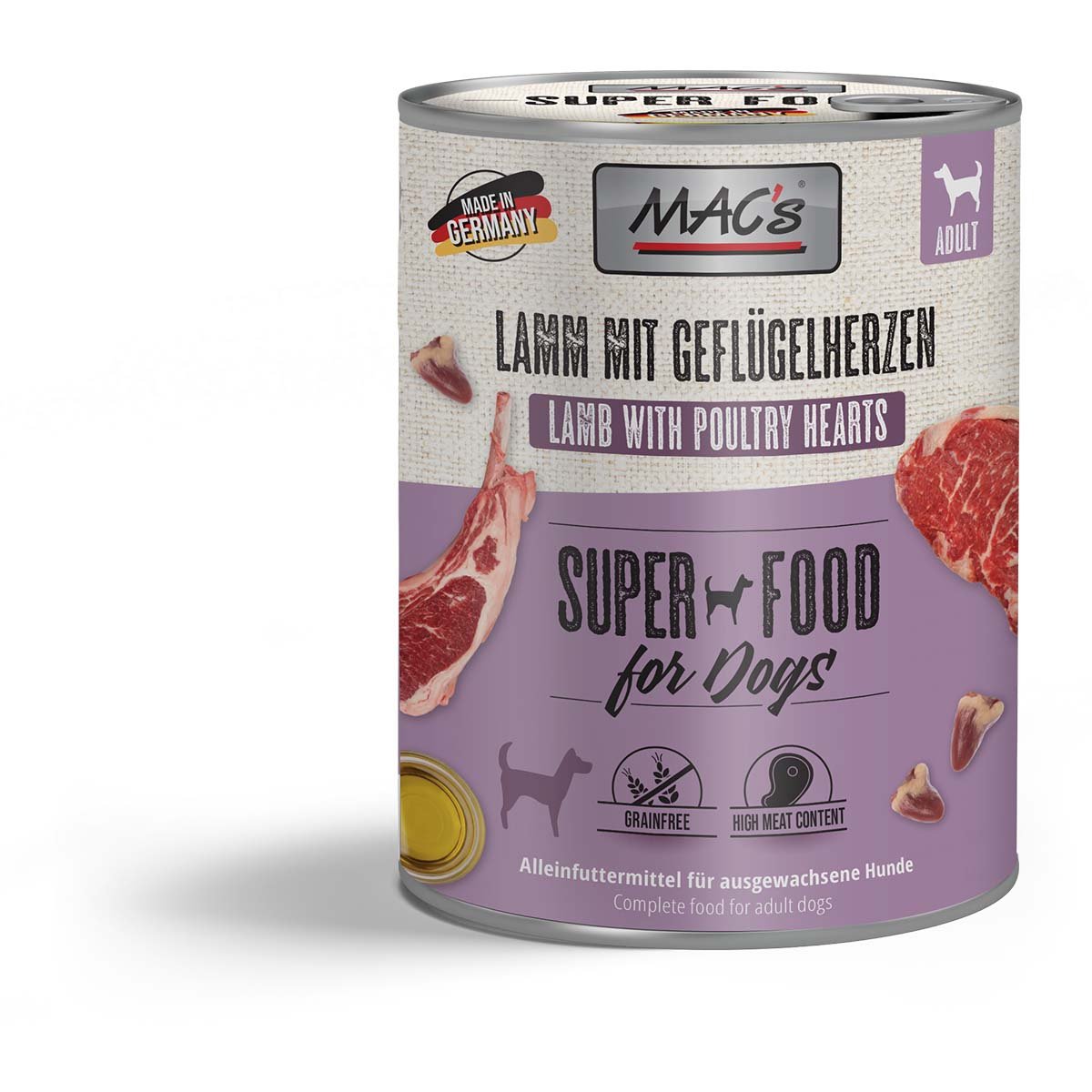 MAC's Dog Lamm mit Geflügelherzen 6x800g