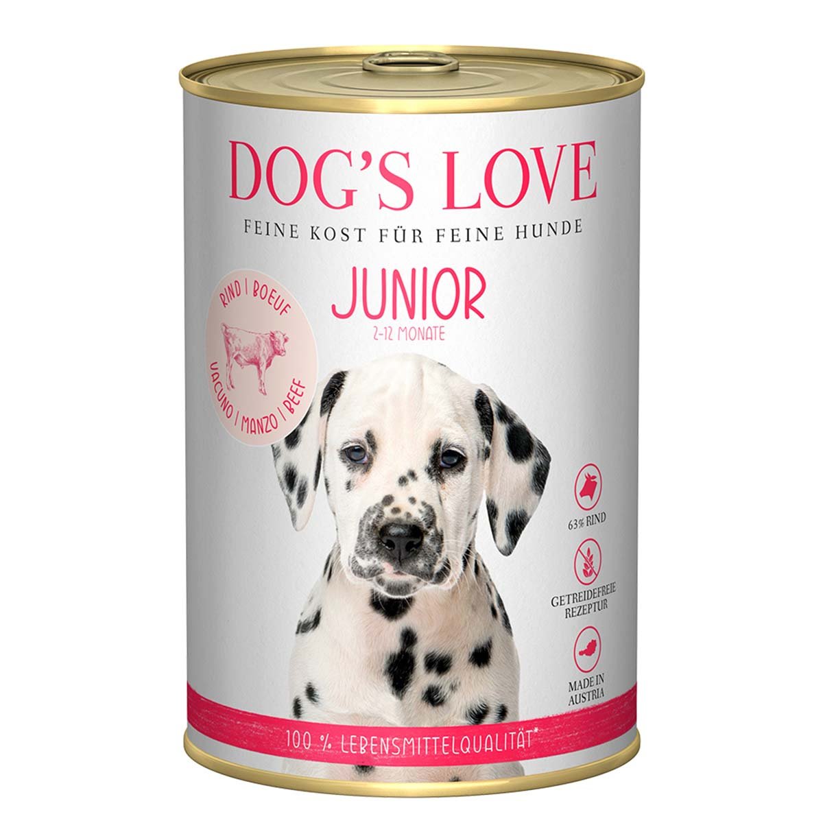Dog's Love Junior Rind mit Karotte und Salbei 12x400g