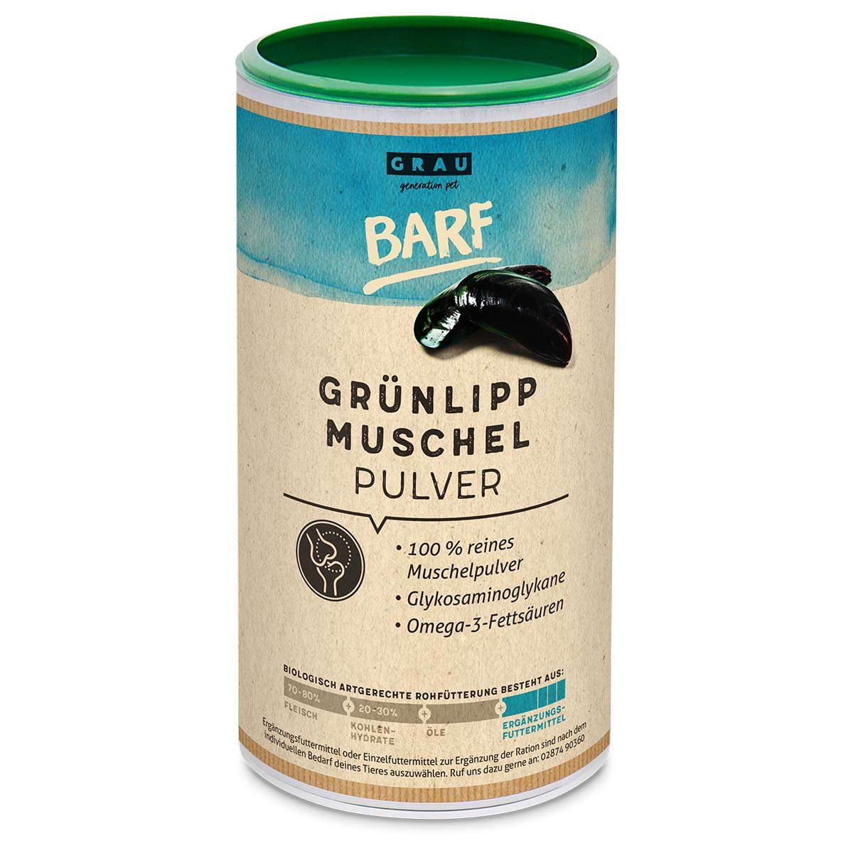 Grau Grünlippmuschel-Pulver 500g