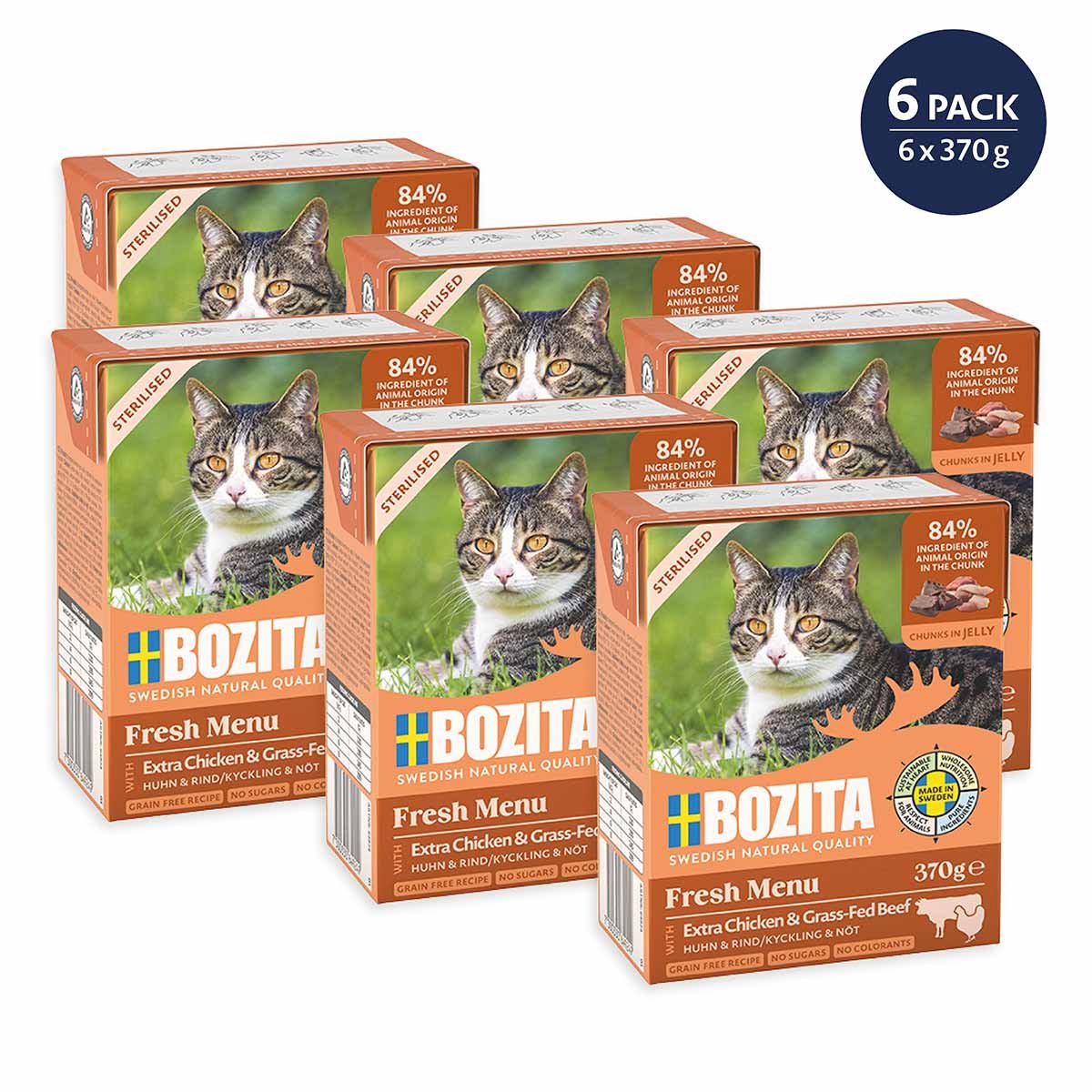Bozita Tetra Häppchen in Gelee Sterilised mit Huhn und Rind 6x370 g