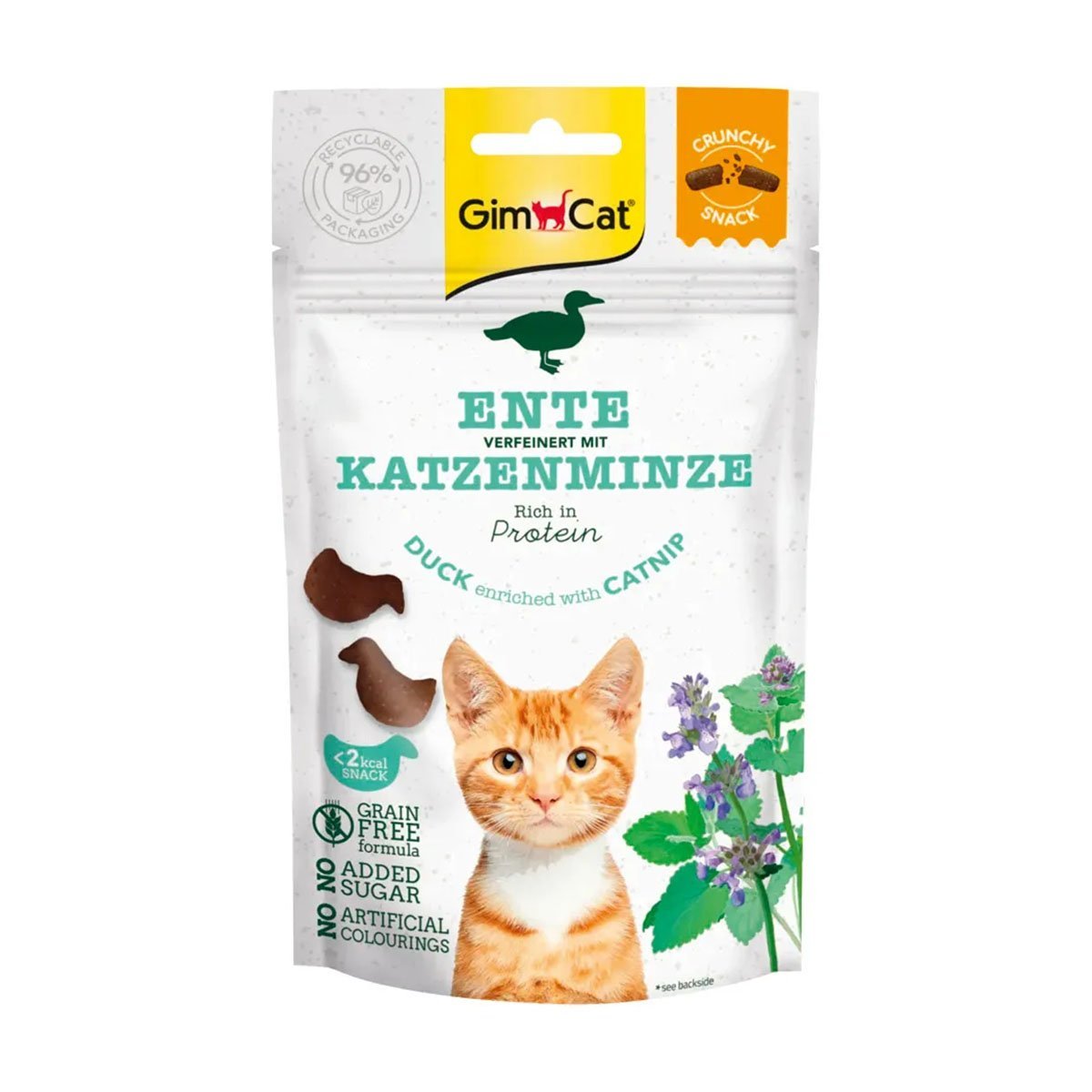 GimCat Crunchy Snacks Ente mit Katzenminze 6x50g