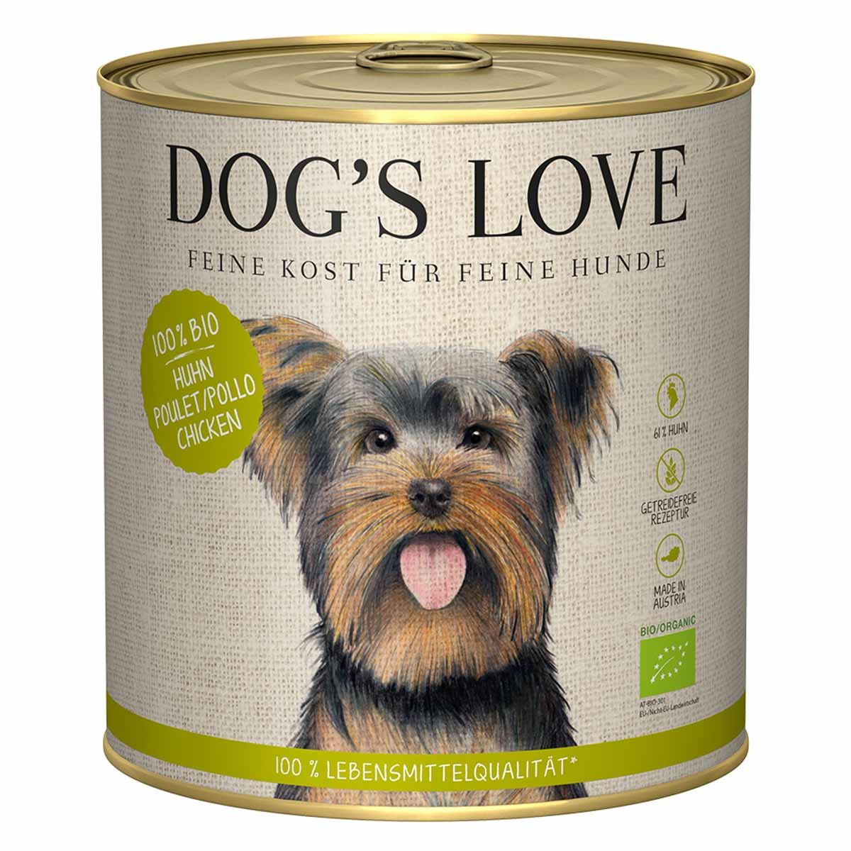 Dog's Love Bio Huhn mit Buchweizen, Sellerie und Basilikum 6x800g