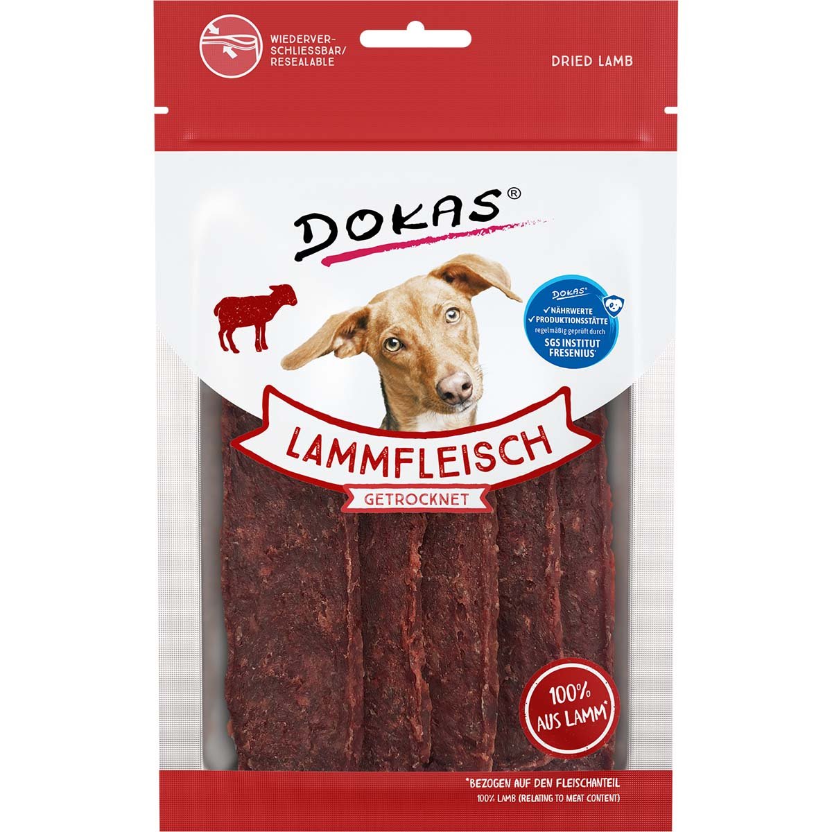 Dokas Hundesnack Lammfleisch getrocknet 6x70g