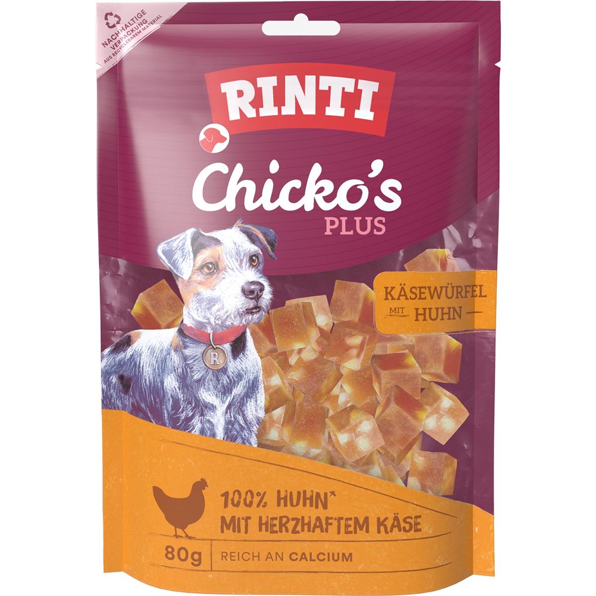 RINTI Chicko's Plus Käsewürfel mit Huhn 6x80 g