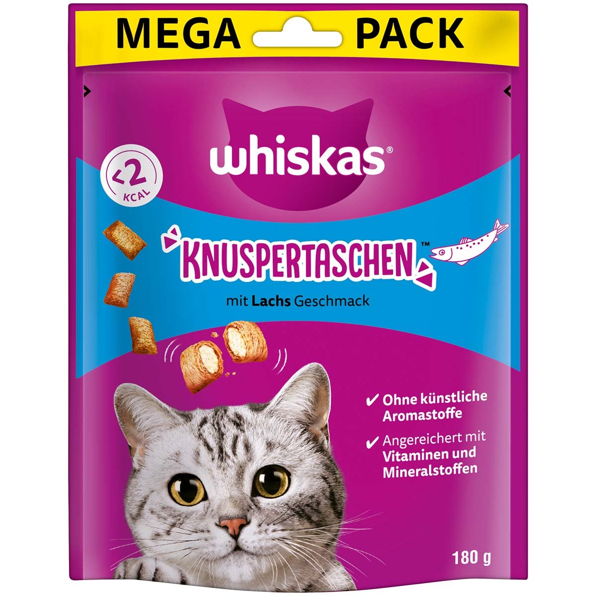 WHISKAS Mega Pack Knuspertaschen mit Lachs 180g